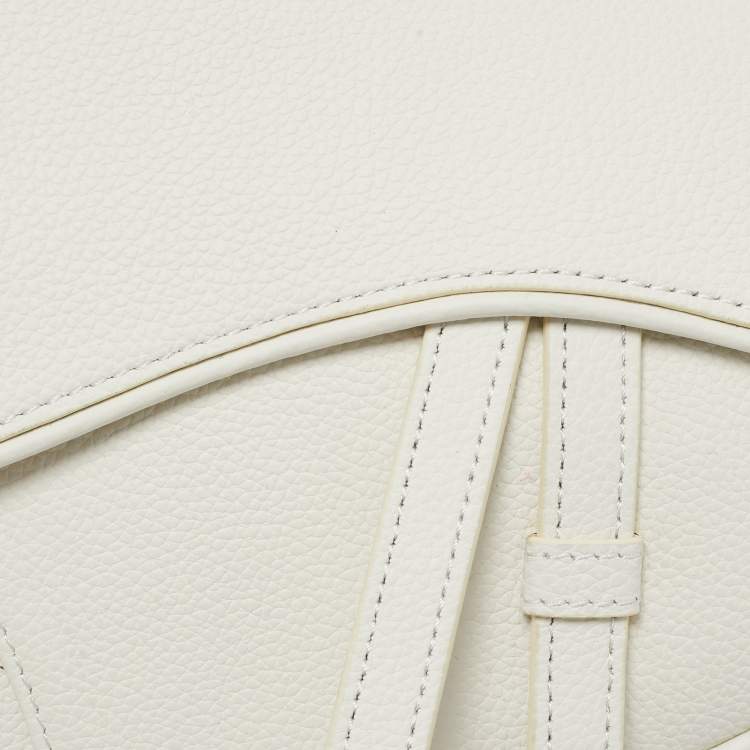 Pre Owned Dior White Leather Saddle Bag