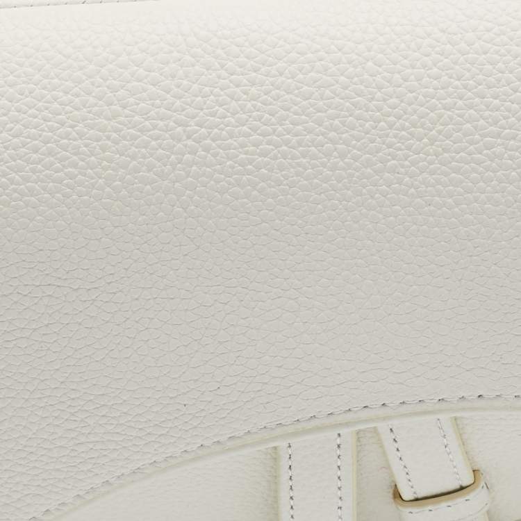 Pre Owned Dior White Leather Saddle Bag