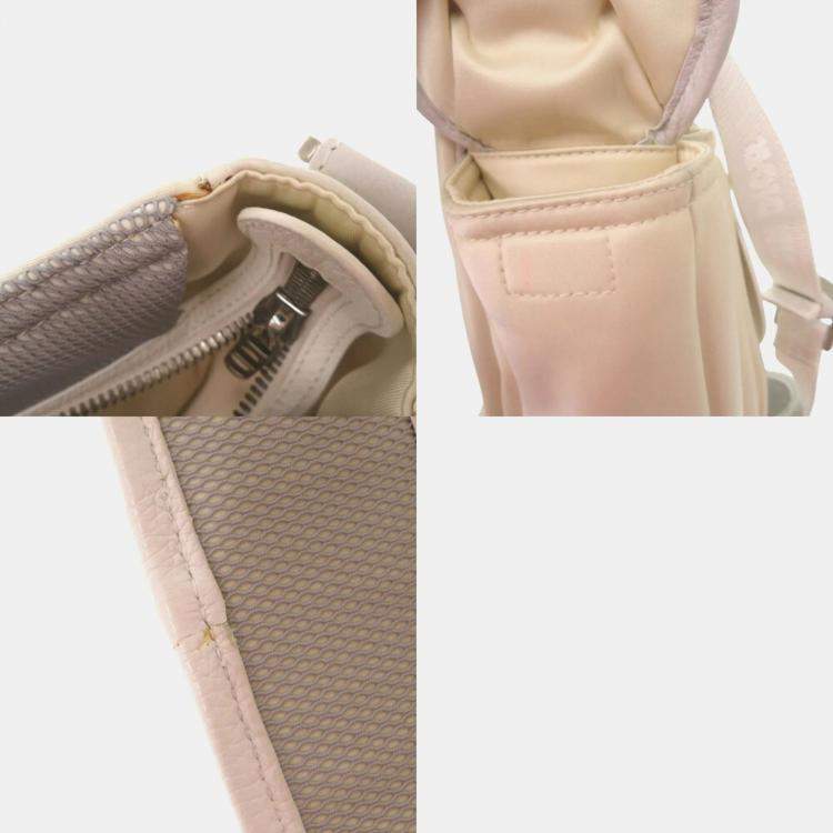 Pre Owned Christian Dior x Sacai White Leather Nylon Saddle Soft Shoulder Bag 
