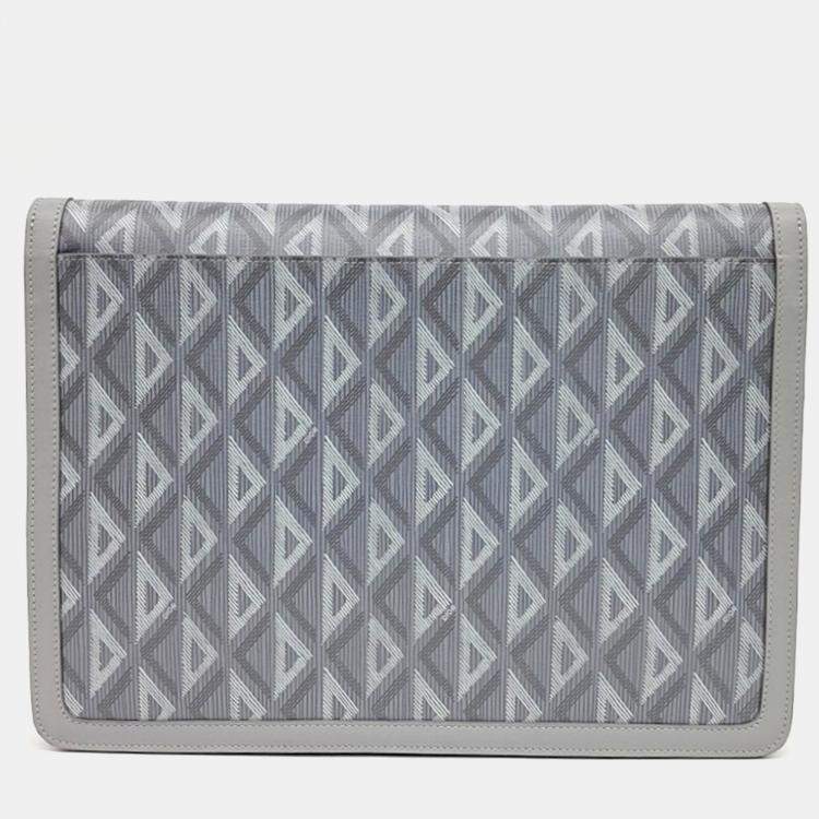Pre Owned Dior Grey PVC Hit The Road A4 Flap Pouch Bag
