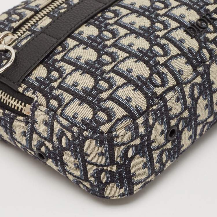 Pre Owned Dior Black/Beige Oblique Canvas and Leather Safari Messenger Bag