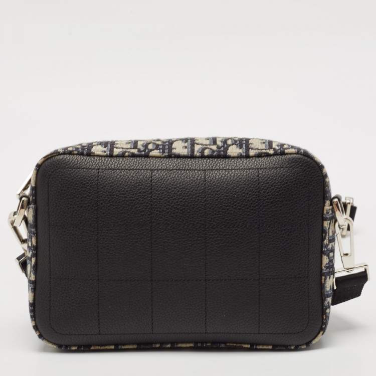 Pre Owned Dior Black/Beige Oblique Canvas and Leather Safari Messenger Bag