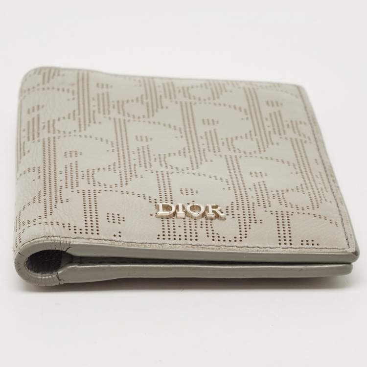 Pre Owned Dior Grey Oblique Galaxy Leather Bifold Card Holder