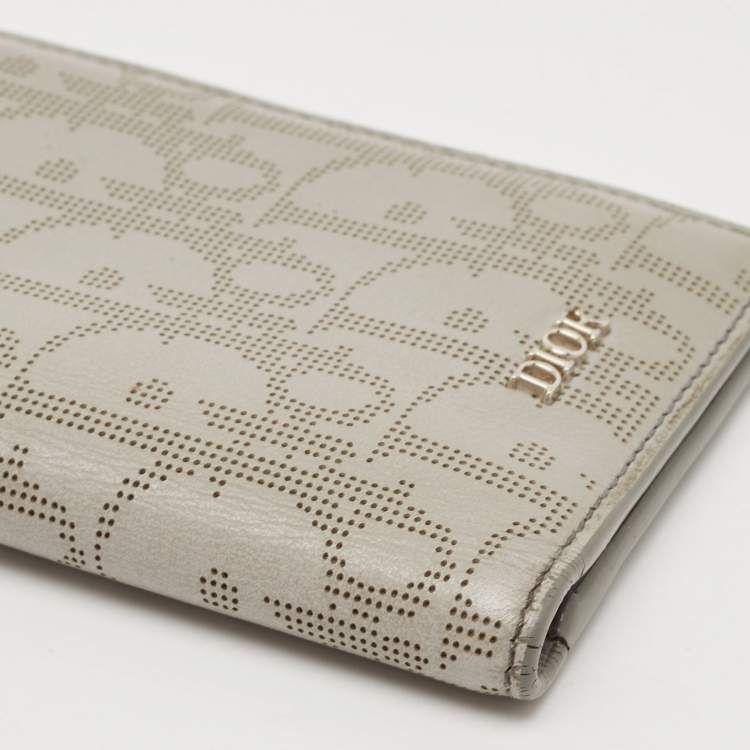Pre Owned Dior Grey Oblique Galaxy Leather Bifold Card Holder