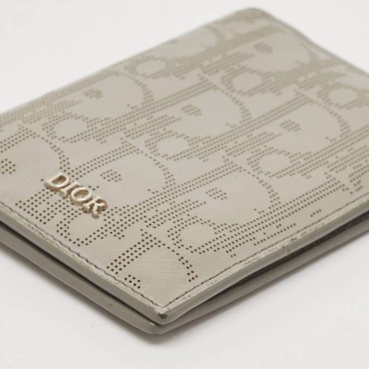 Pre Owned Dior Grey Oblique Galaxy Leather Bifold Card Holder