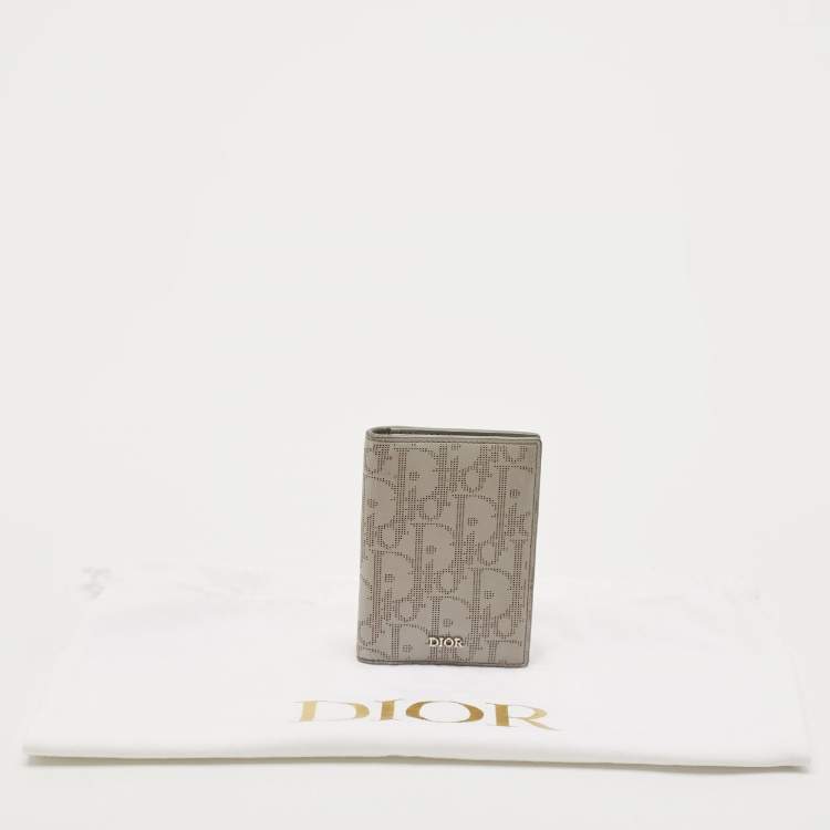 Pre Owned Dior Grey Oblique Galaxy Leather Bifold Card Holder