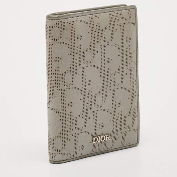 Pre Owned Dior Grey Oblique Galaxy Leather Bifold Card Holder