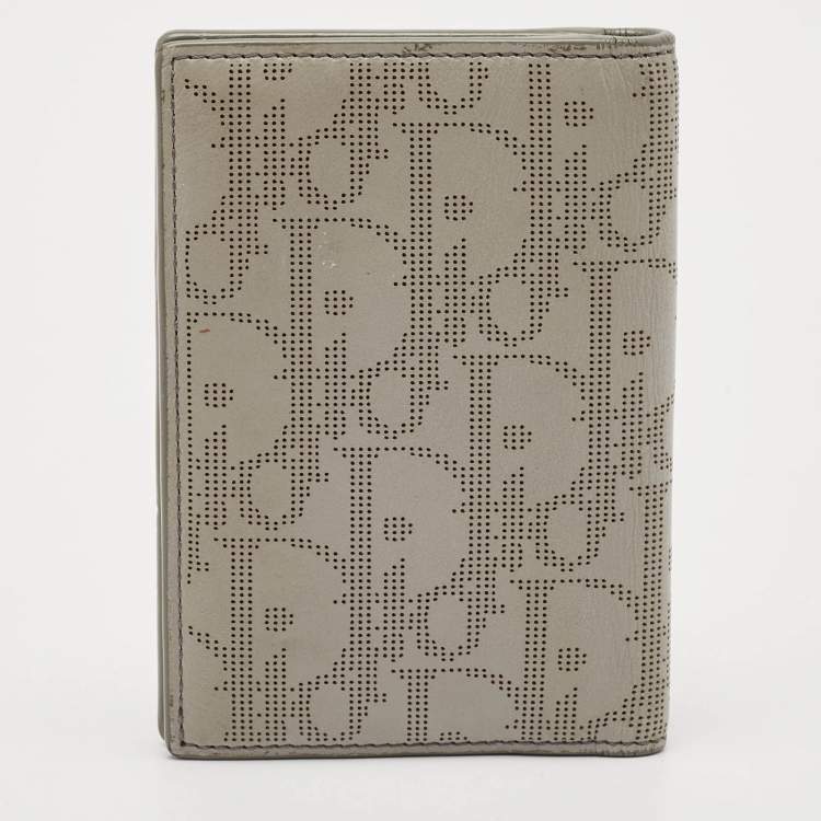 Pre Owned Dior Grey Oblique Galaxy Leather Bifold Card Holder