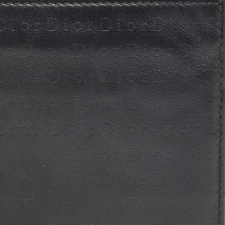 Pre Owned Dior Black Logo Embossed Leather Bifold Wallet