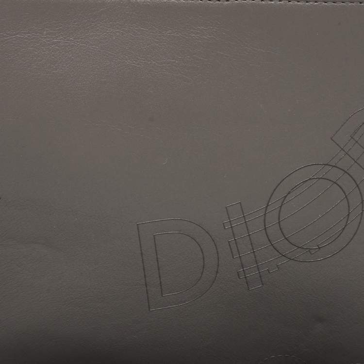 Pre Owned Dior Homme Grey Leather Zip Pouch Clutch