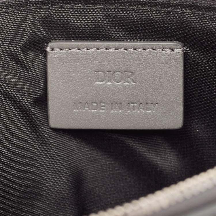 Pre Owned Dior Homme Grey Leather Zip Pouch Clutch