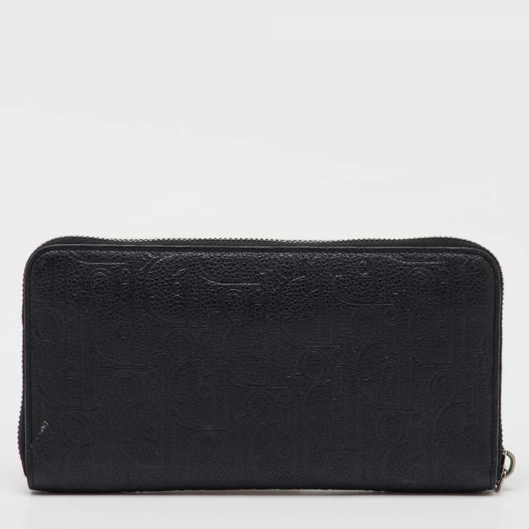 Pre Owned Dior Black Gravity Leather Long Zipped Wallet