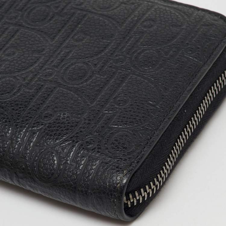 Pre Owned Dior Black Gravity Leather Long Zipped Wallet
