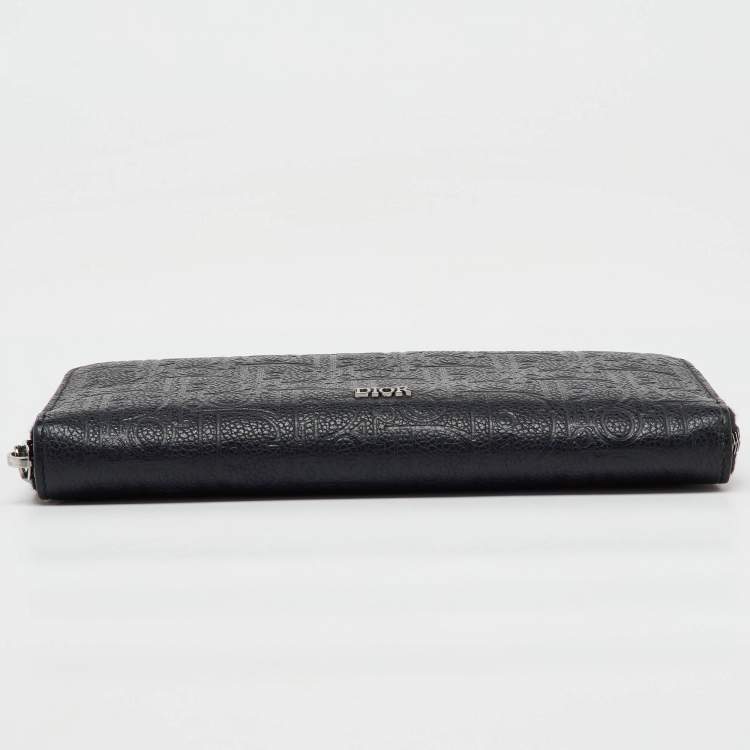 Pre Owned Dior Black Gravity Leather Long Zipped Wallet