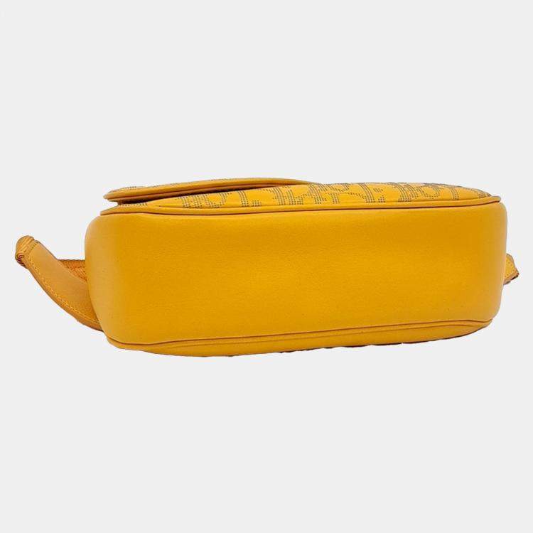 Pre Owned Dior Yellow Leather World Tour Belt Bag
