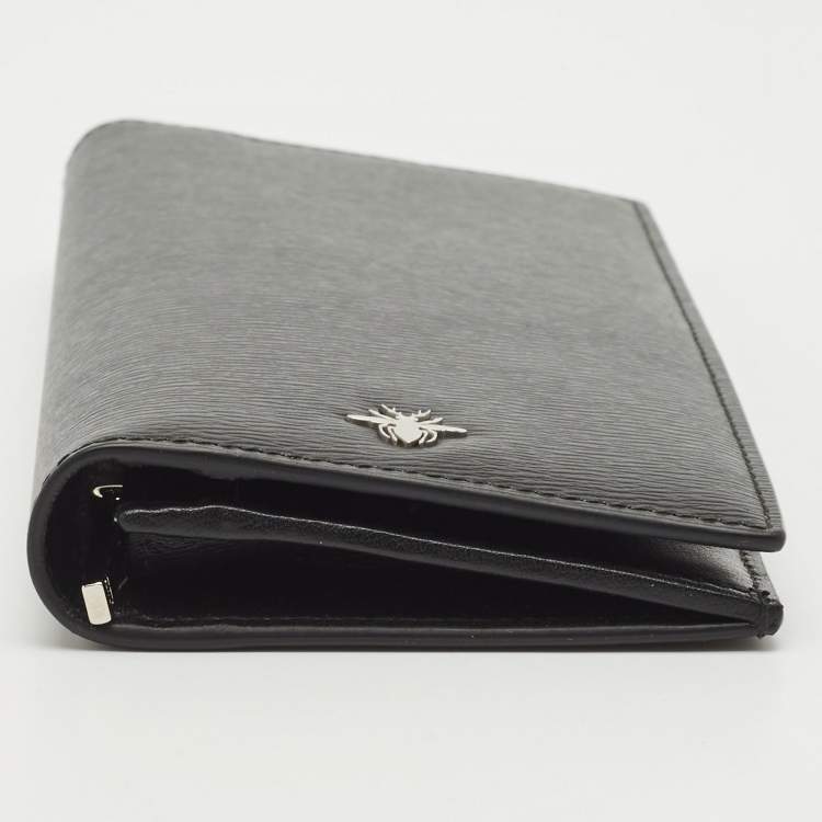 Pre Owned Dior Black Leather Bee Vertical Long Wallet