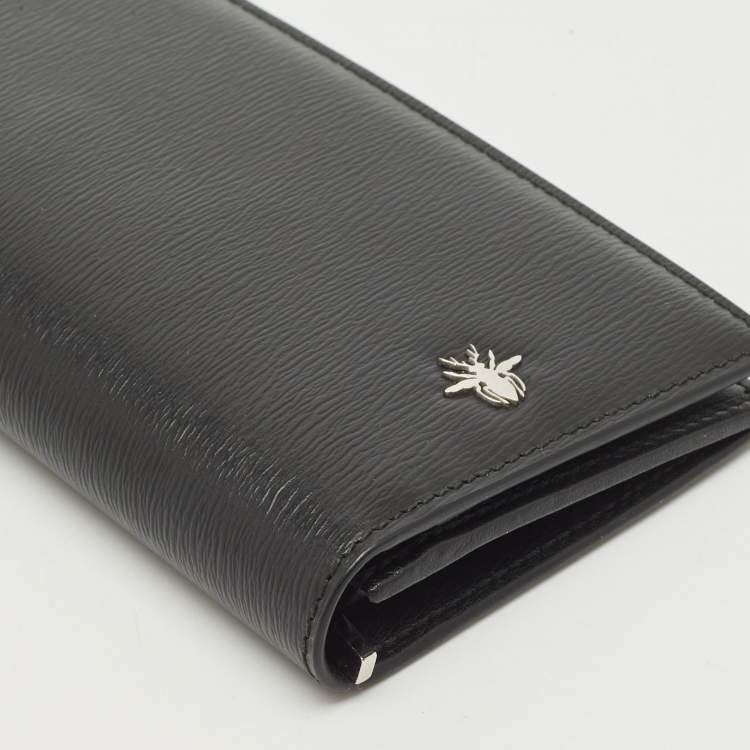 Pre Owned Dior Black Leather Bee Vertical Long Wallet