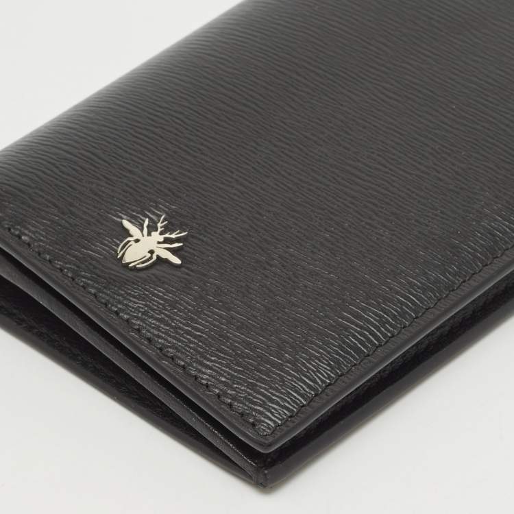 Pre Owned Dior Black Leather Bee Vertical Long Wallet