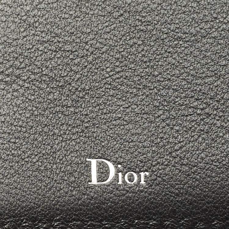 Pre Owned Dior Black Leather Bee Vertical Long Wallet