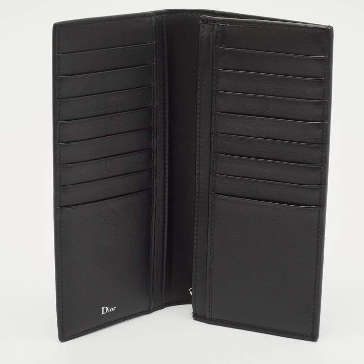 Pre Owned Dior Black Leather Bee Vertical Long Wallet