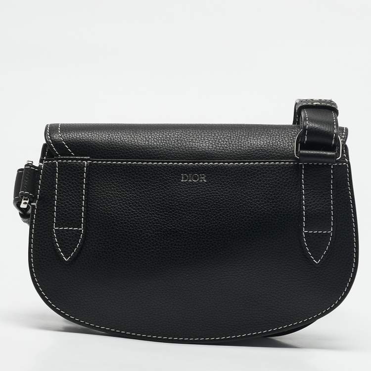Pre Owned Dior x KAWS Black Leather Saddle Pouch