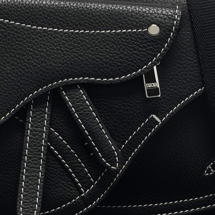 Pre Owned Dior x KAWS Black Leather Saddle Pouch
