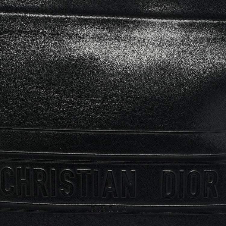 Pre Owned Dior Black Leather Medium Dior Stripe Pouch