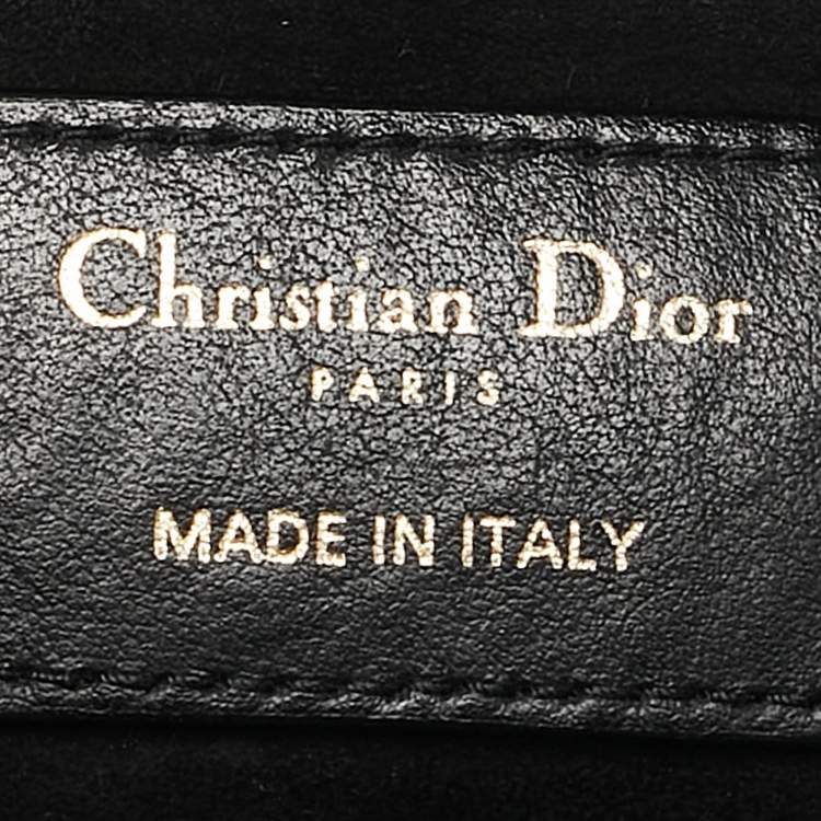 Pre Owned Dior Black Leather Medium Dior Stripe Pouch