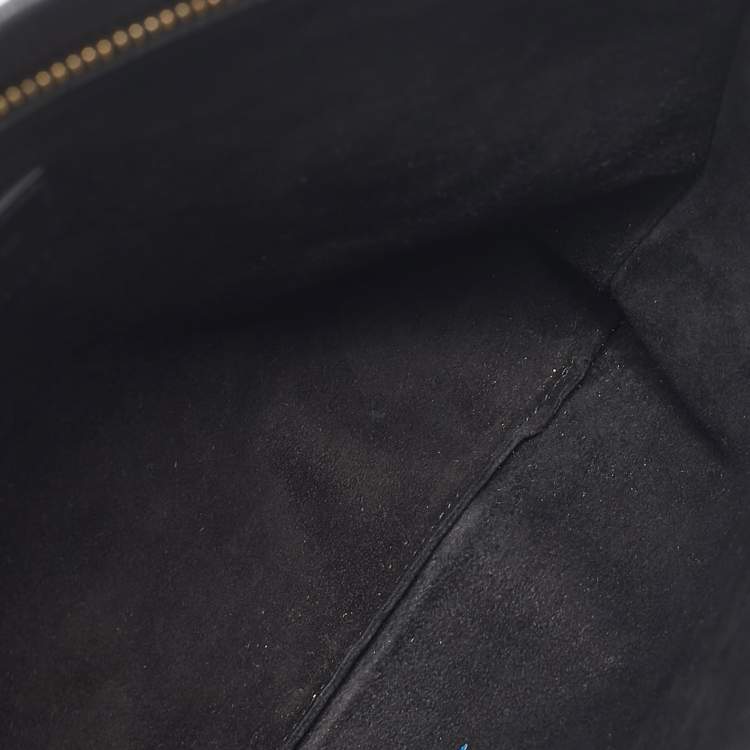 Pre Owned Dior Black Leather Medium Dior Stripe Pouch