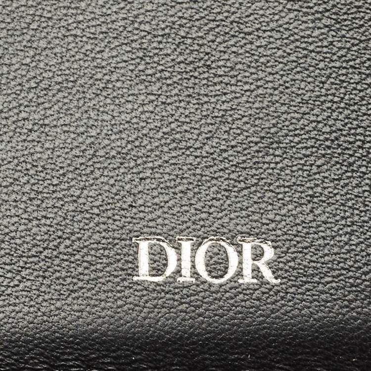 Pre Owned Dior Navy Blue Oblique Canvas Vertical Bifold Wallet