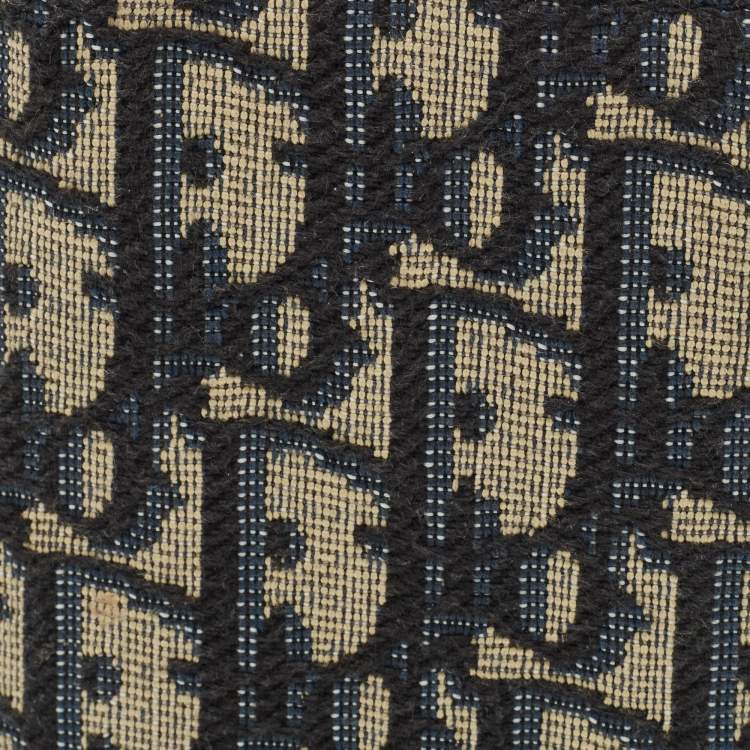 Pre Owned Dior Navy Blue Oblique Canvas Vertical Bifold Wallet