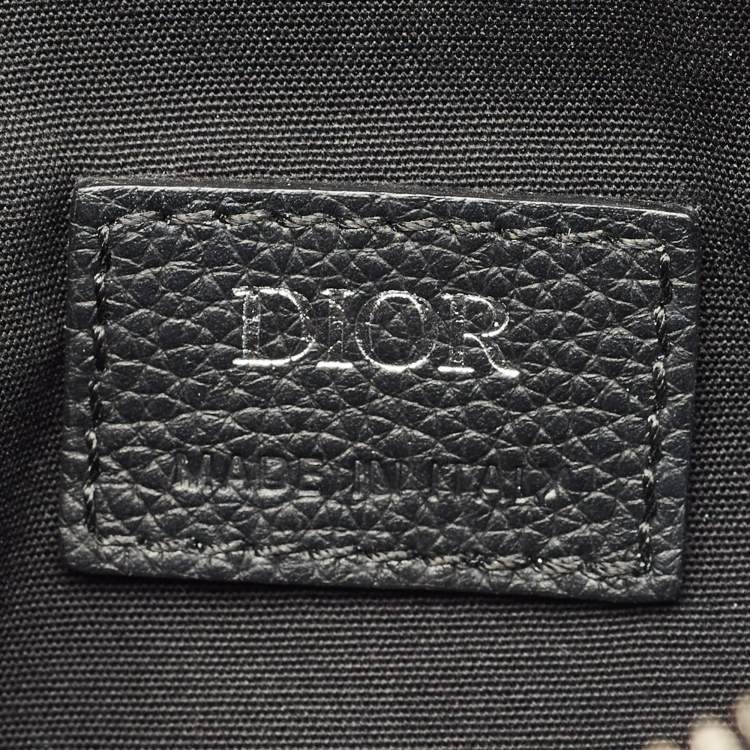 Pre Owned Dior Black/Navy Blue Oblique Canvas and Leather Saddle Crossbody Bag