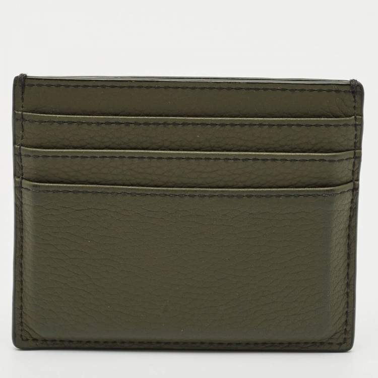Pre Owned Dior Olive Green Leather CD Icon Card Holder