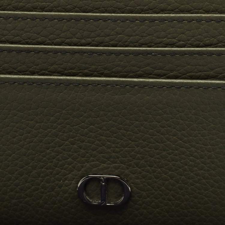 Pre Owned Dior Olive Green Leather CD Icon Card Holder