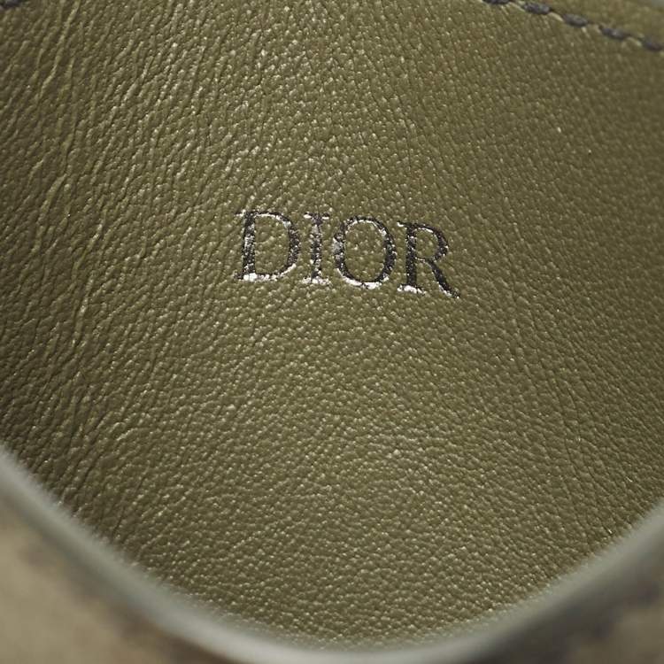 Pre Owned Dior Olive Green Leather CD Icon Card Holder