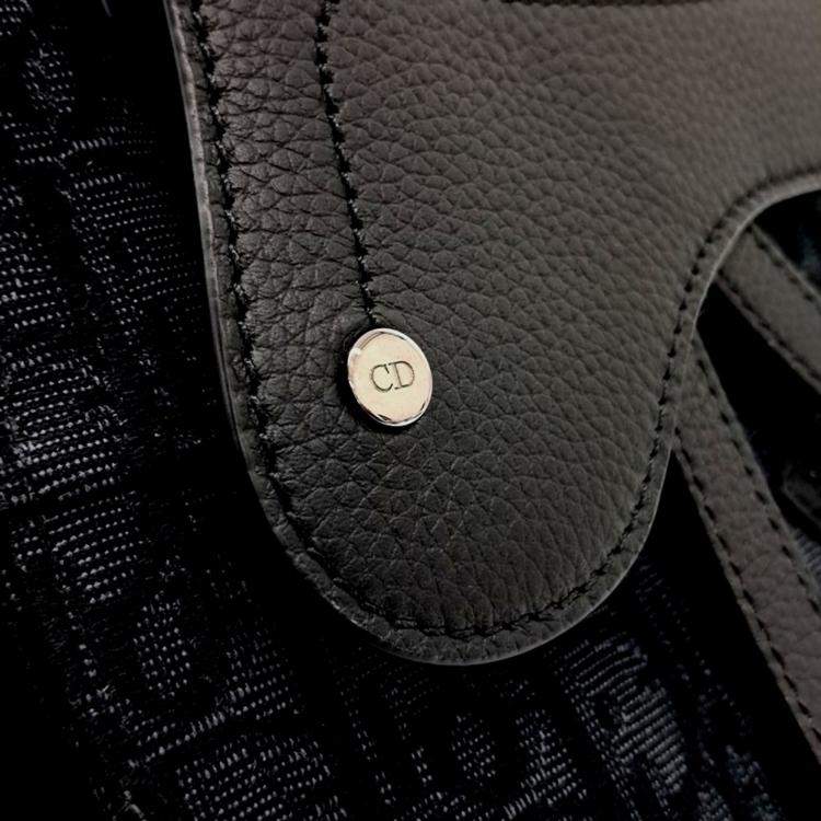Pre Owned Dior Black Fabric Oblique Saddle Pouch Bag