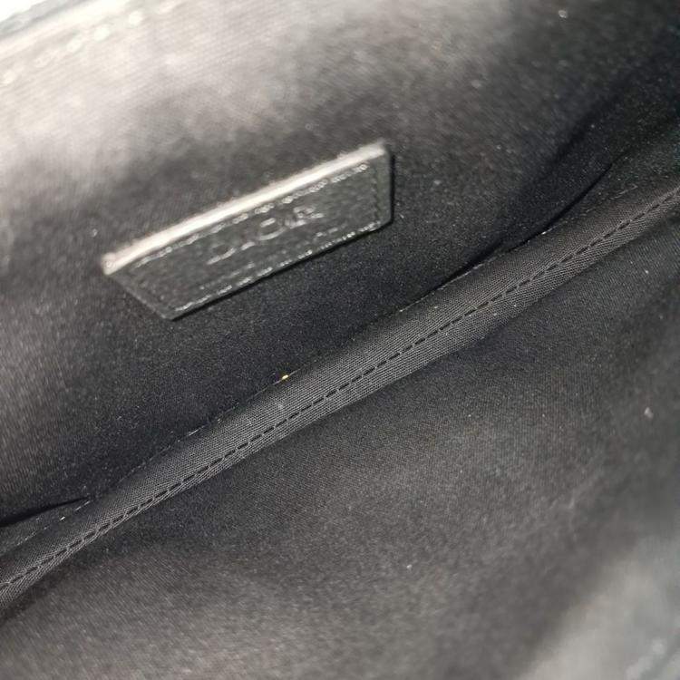 Pre Owned Dior Black Fabric Oblique Saddle Pouch Bag