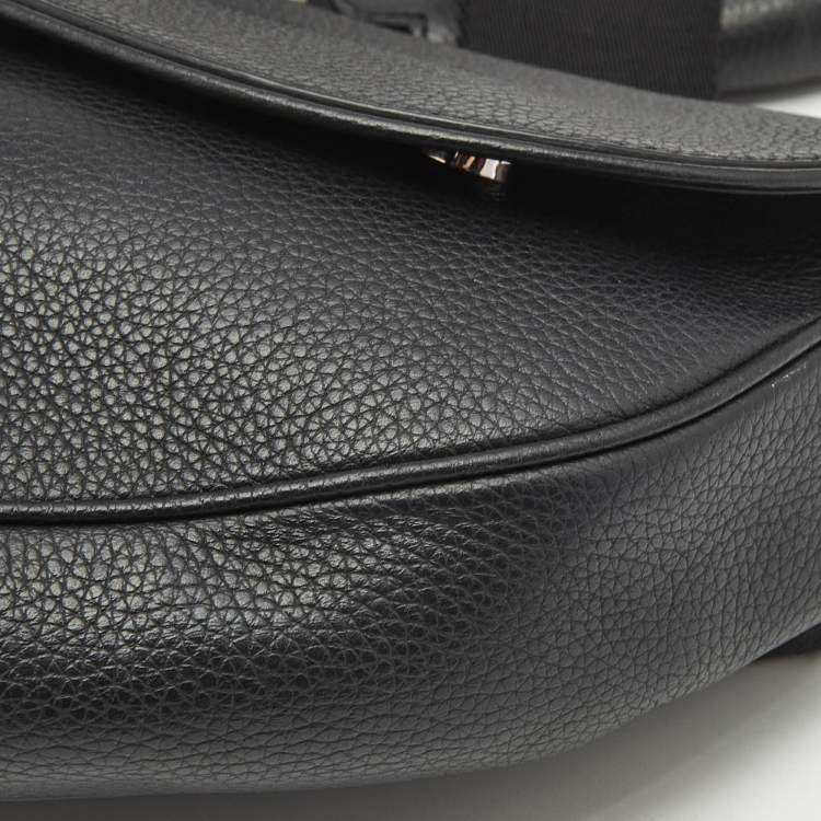 Pre Owned Dior Black Leather Maxi Saddle Bag