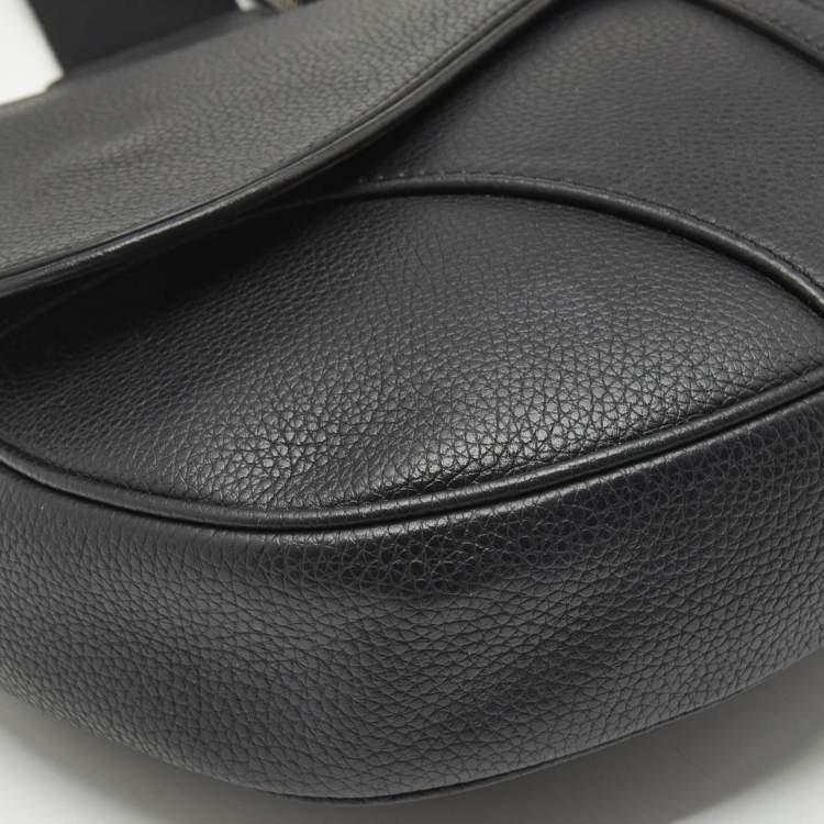 Pre Owned Dior Black Leather Maxi Saddle Bag