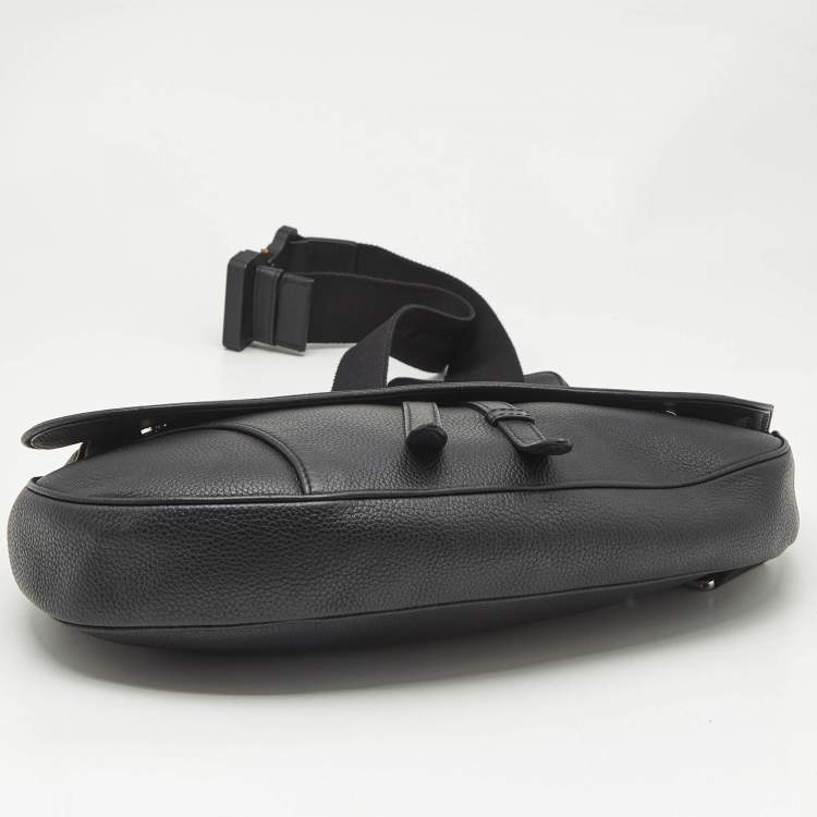 Pre Owned Dior Black Leather Maxi Saddle Bag