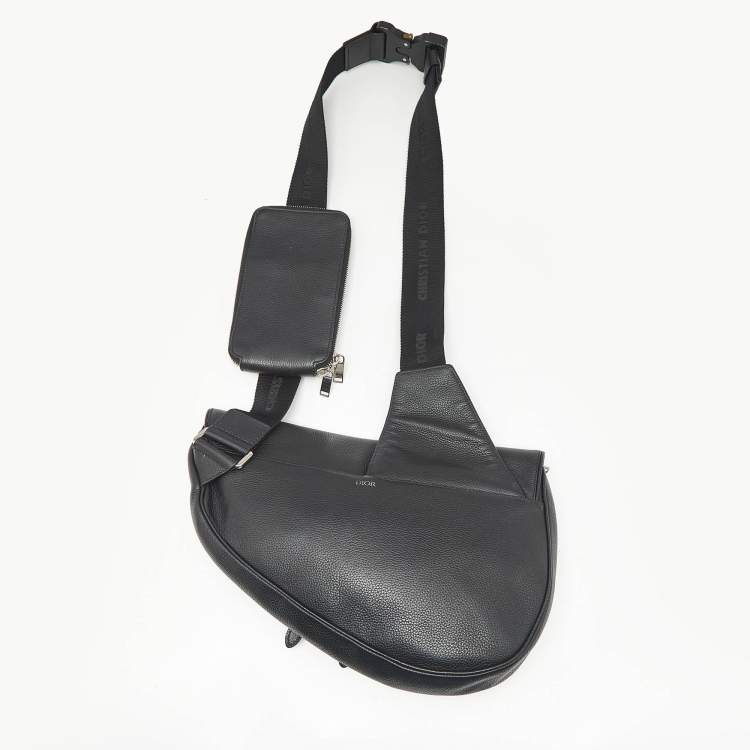 Pre Owned Dior Black Leather Maxi Saddle Bag