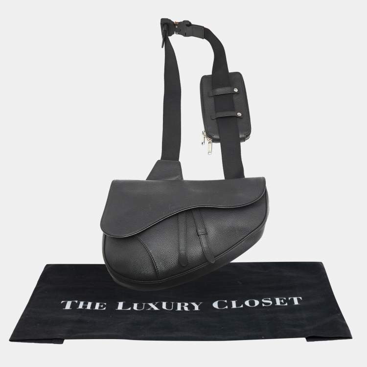 Pre Owned Dior Black Leather Maxi Saddle Bag
