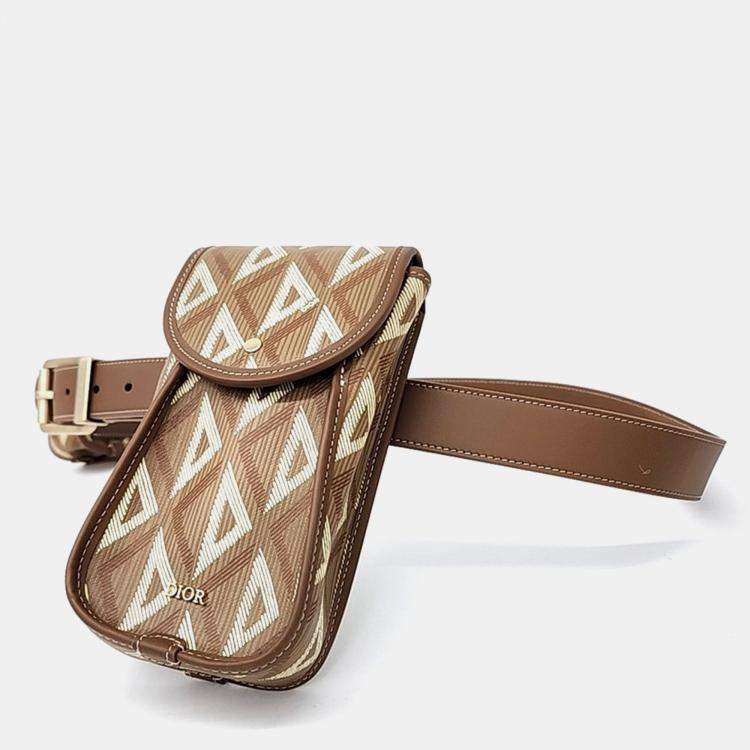 Pre Owned Dior Brown PVC Dior Homme CD Diamond Belt Bag