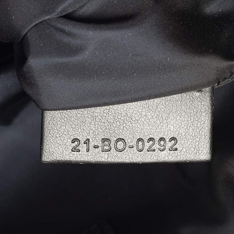 Pre Owned Dior Navy Blue/Black Diamond Print Nylon and Leather Explorer Pouch Bag 