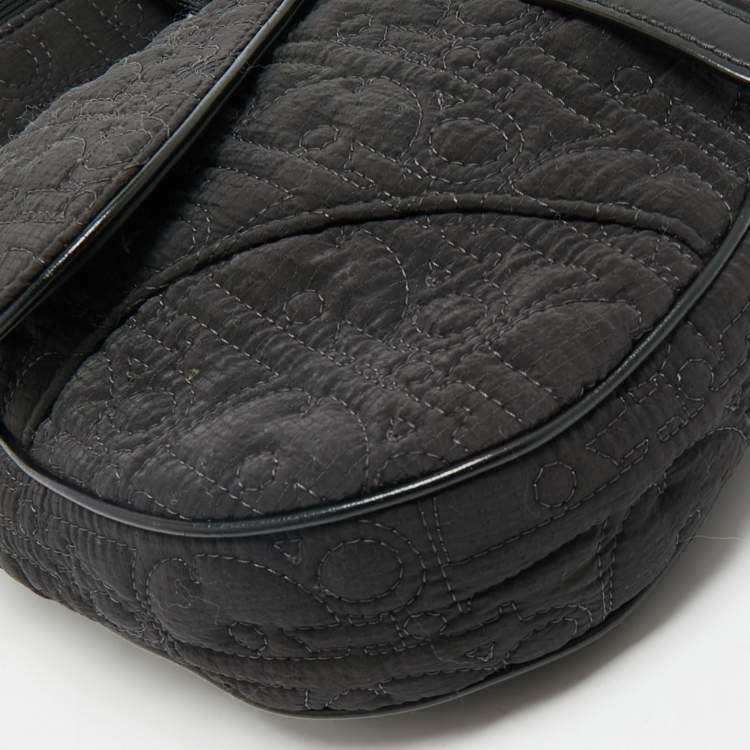 Pre Owned Dior Black Oblique Nylon Saddle Crossbody Bag