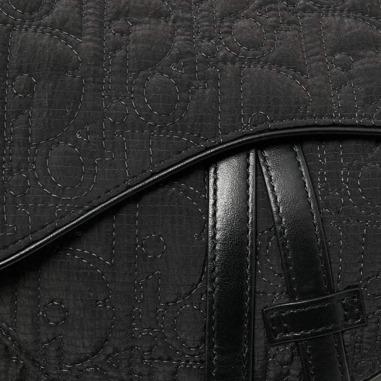 Pre Owned Dior Black Oblique Nylon Saddle Crossbody Bag