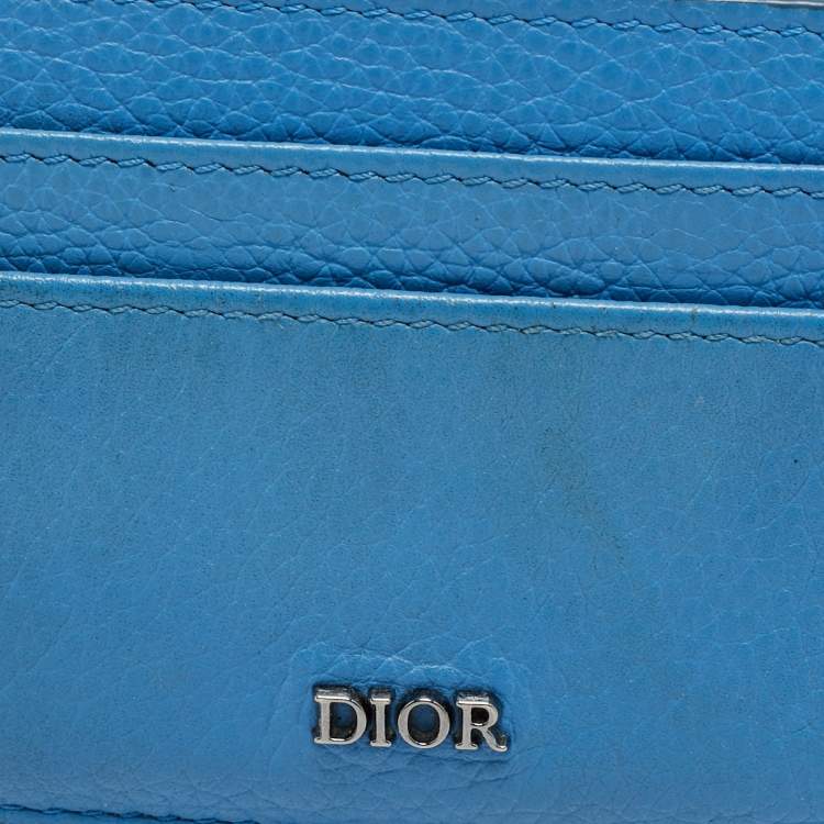 Pre Owned Dior Homme Blue Leather Card Holder