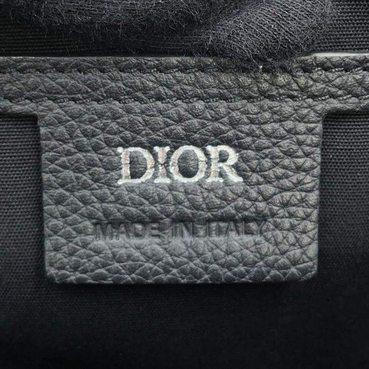 Pre Owned Dior Saddle Navy/Beige Oblique Jacquard Leather Crossbody Bag