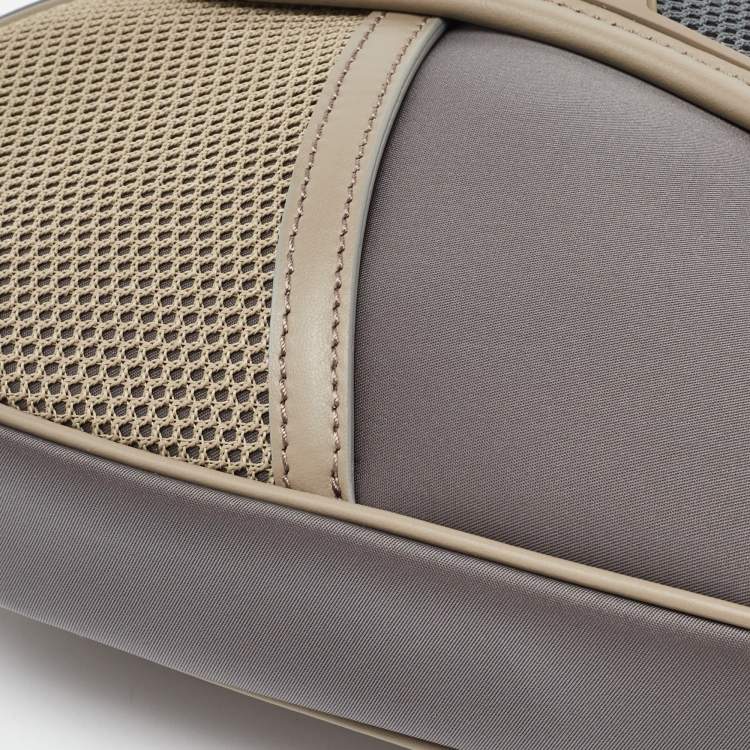 Pre Owned Dior Dark Grey Mesh, Nylon and Cannage Rubber Saddle Crossbody Bag