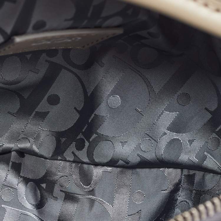 Pre Owned Dior Dark Grey Mesh, Nylon and Cannage Rubber Saddle Crossbody Bag